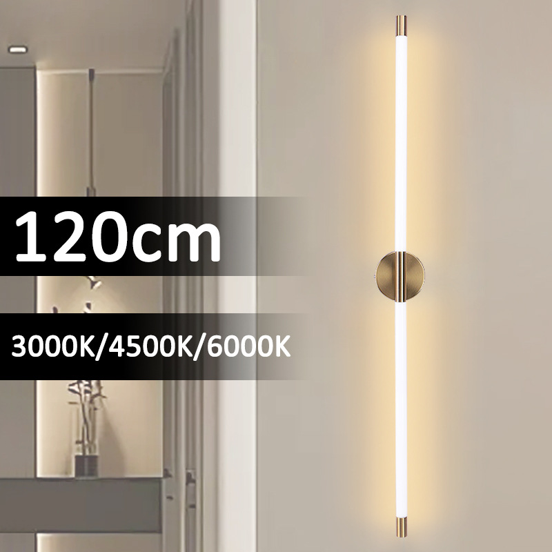 lámpara de pared empaquetado acrílico pasillo lujoso oro decoración escalera atmósfera de fondo pared pasillo larga lámpara de pared