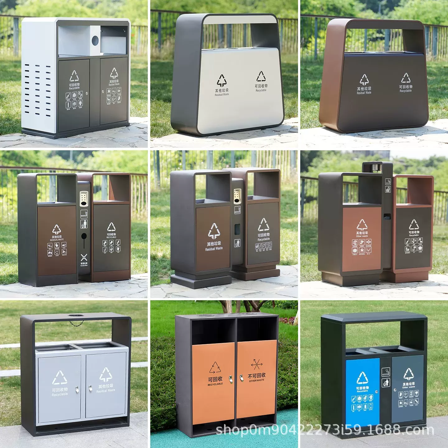 户外垃圾桶不锈钢室外分类垃圾箱景观公园别墅商用大号环卫果皮箱