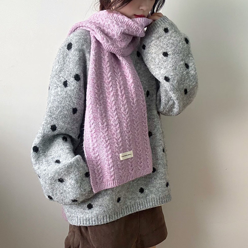 新年洋气含羊毛针织围巾女围脖冬季加厚高级感韩系护保暖情侣披肩|undefined