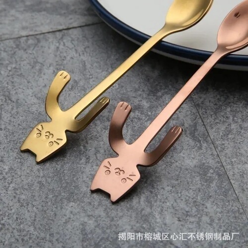 Manufacturer wholesale 304 stainless steel coffee spoon cat hanging spoon cafe commercial home use hanging cup cat spoon