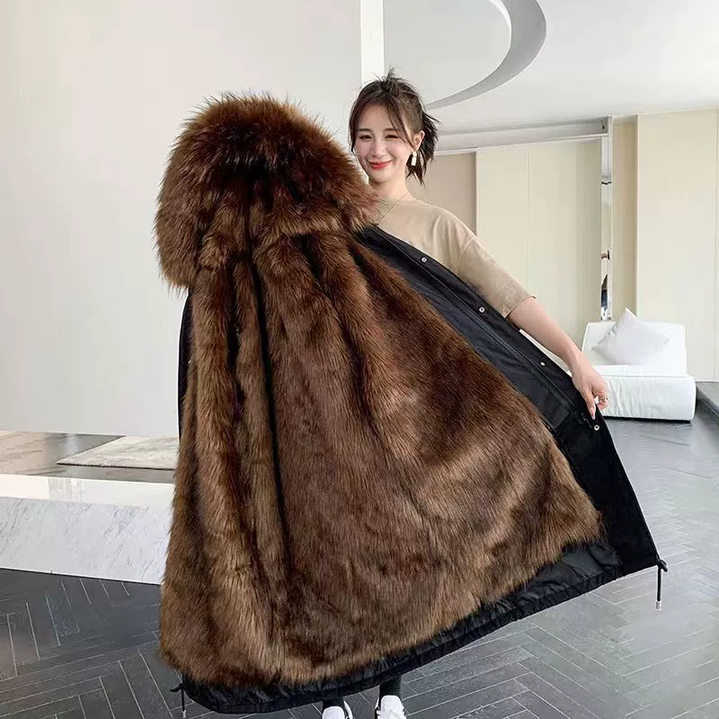 Winter long removable liner, trench coat, mid-length, plus size, increased thickness