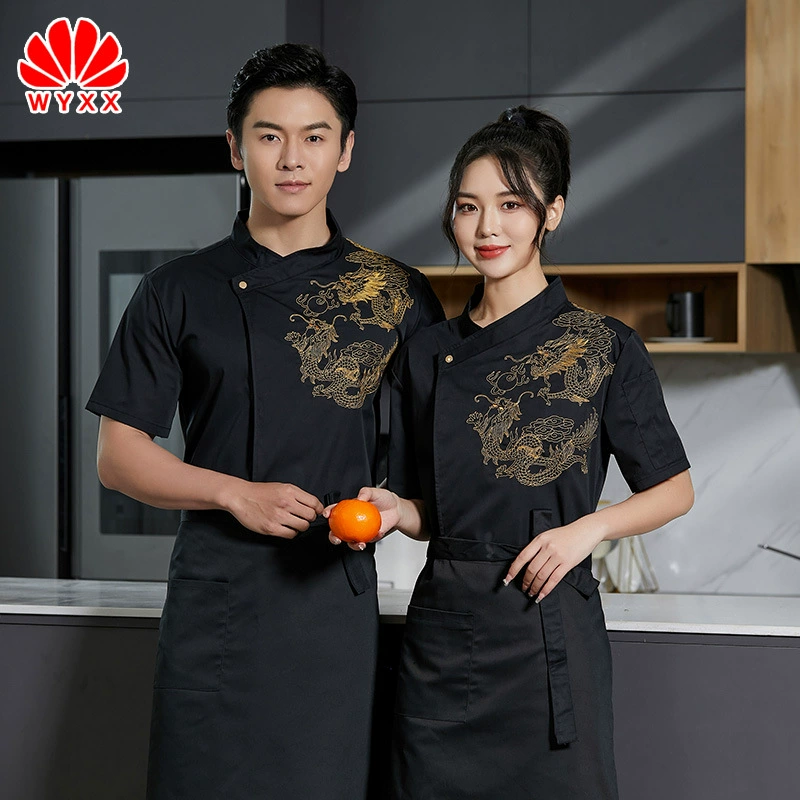 Высококачественные комбинезоны для шеф-повара с короткими рукавами, мужские и женские летние дышащие китайские и западные рестораны, отель, высококачественный кухонный шеф-повар