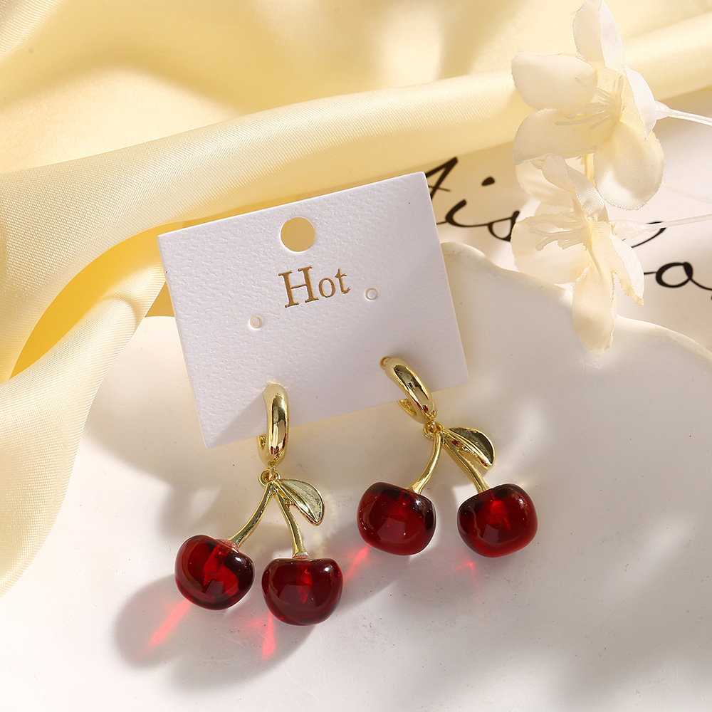1 Pair Cute Peach Cherry Alloy Women's Drop Earrings Earrings Ear Studs display picture 3