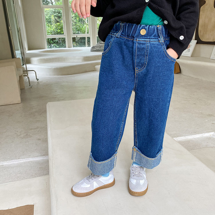 2026 primavera y otoño nuevos pantalones jeans de niñas niños pantalones de piernas anchas pantalones largos de niños pantalones rectos coreanos image 4