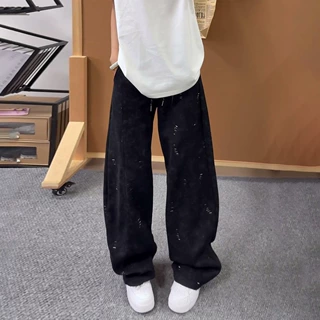 2026春秋季美式直筒运动卫裤女高腰宽松垂感百搭阔腿显瘦休闲裤子