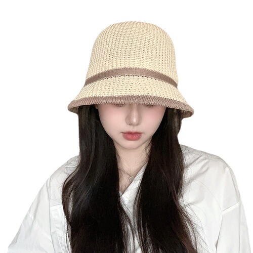Straw bucket hat women's summer thin hollow fisherman hat without makeup to cover face and sun protection fashion outdoor beach straw hat