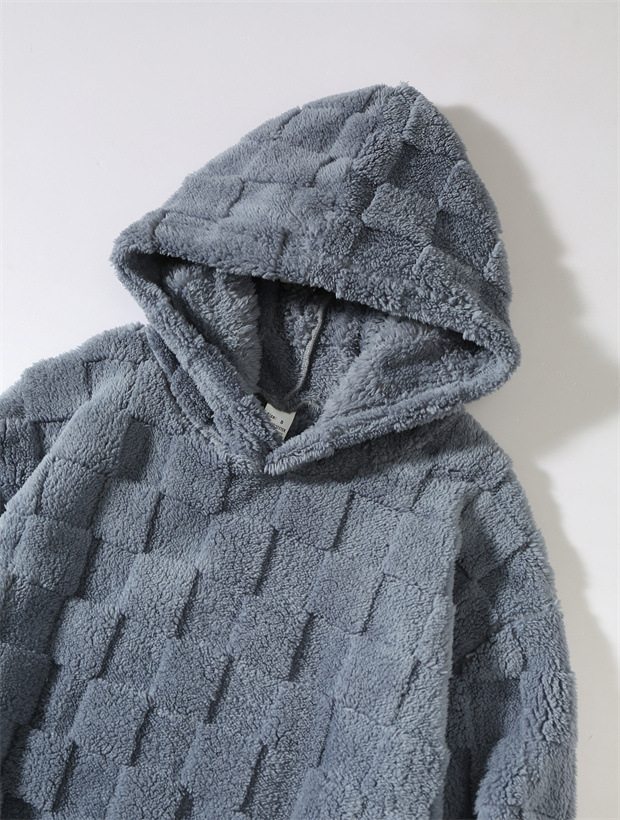 Maglione largo con cappuccio a quadri da uomo, autunno e inverno, casual, di grandi dimensioni_voghion.com