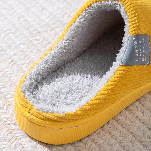 Cotton slippers for women in autumn and winter, couples home slippers, indoor confinement shoes, warm cotton shoes, non-slip plush cotton slippers, simple