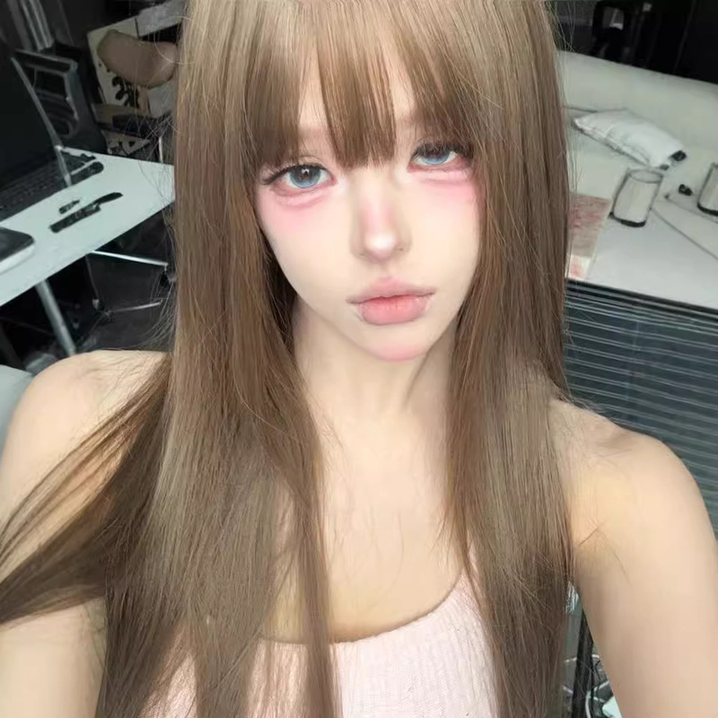 [ancient baby] wig female long hair Japanese straight bangs long straight hair daily anchor wig full headgear style