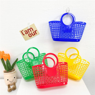 2025 New Children's Bag Cute Mini Color Hollow Vegetable Basket Girls Fashion Portable Beach Bag
