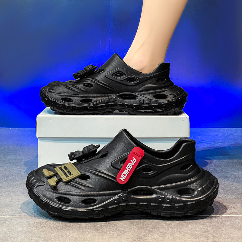 Zapatos con agujeros para hombres, ropa exterior de verano, sandalias antideslizantes de suela gruesa, zapatos de playa al aire libre para deportes de coco Baotou