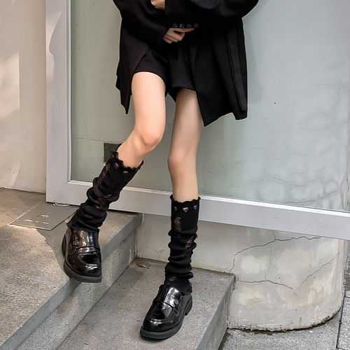 Hot girl ripped socks, Japanese trendy calf socks, autumn and winter sweet girl JK high socks manufacturer wholesale