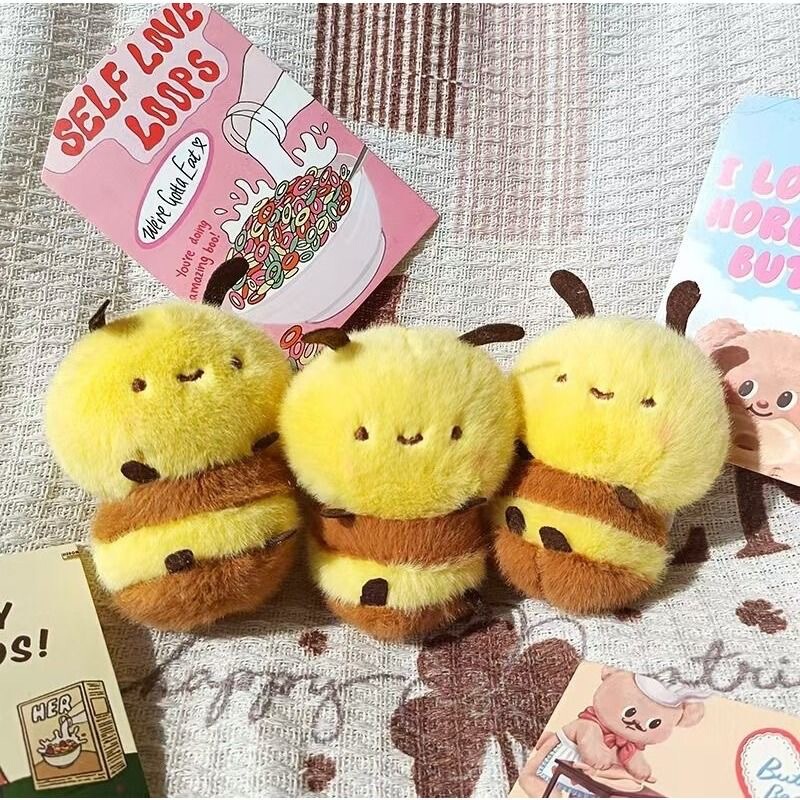 Mu Zhi Cheng's Same Style Cute Little Bee Plush Keychain Backpack Pendant Doll Plush Toy