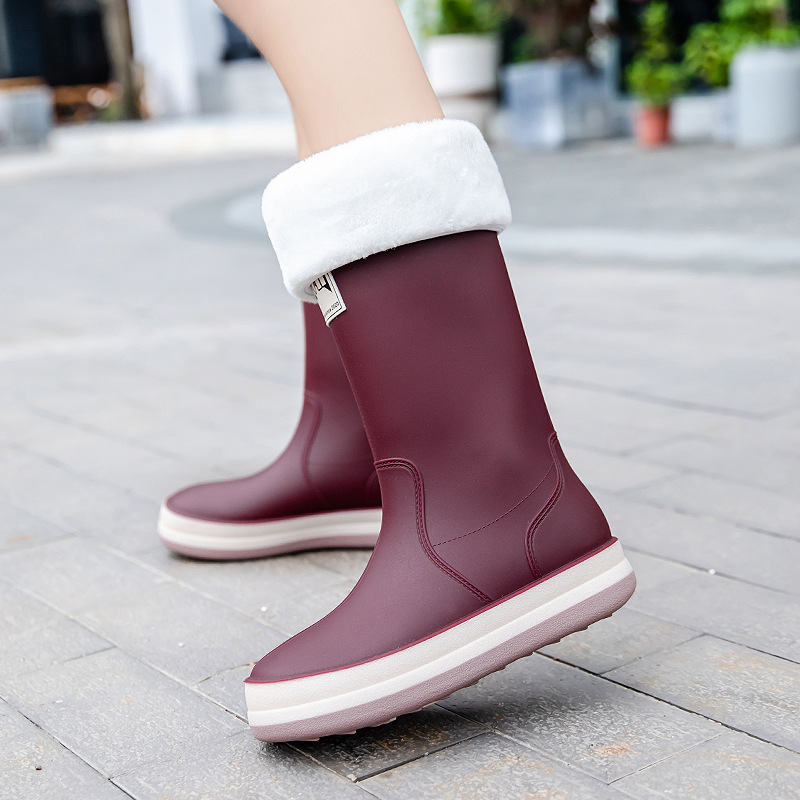 Nueva pareja de moda de alta Botas de lluvia de invierno de algodón acolchado cálido mujeres impermeables zapatos de goma de lluvia Zapatos de agua al aire libre de los hombres image 6