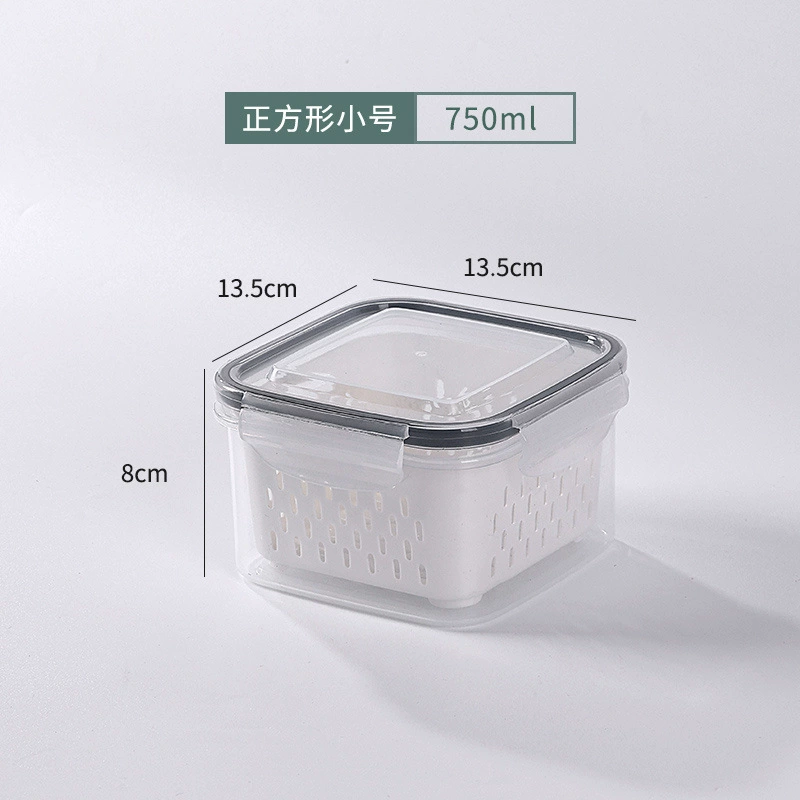 Double‑layer draining food storage box, transparent food‑grade, multiple sizes & sets