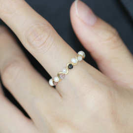 太阳云 新品简约气质淑女百搭时尚手作戒指天然淡水珍珠开口指环