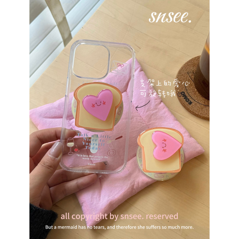Snsee/Mood Toast Series Letters Transparent Magnetic Phone Case Rotatable Magnetic Stand All-Inclusive Soft Case 16