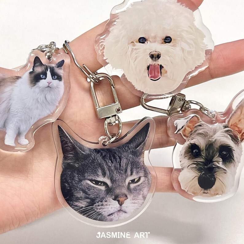 Etsy Popular Pod Pet Custom Cat and Dog Keychain Double-Sided Acrylic Custom School Bag Pendant One Piece Customized