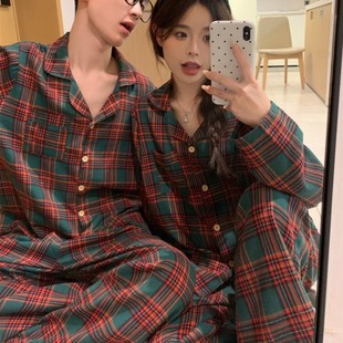 Cross-border Korean version for autumn and winter couples thickened warm sanding Christmas simple casual outerwear suit