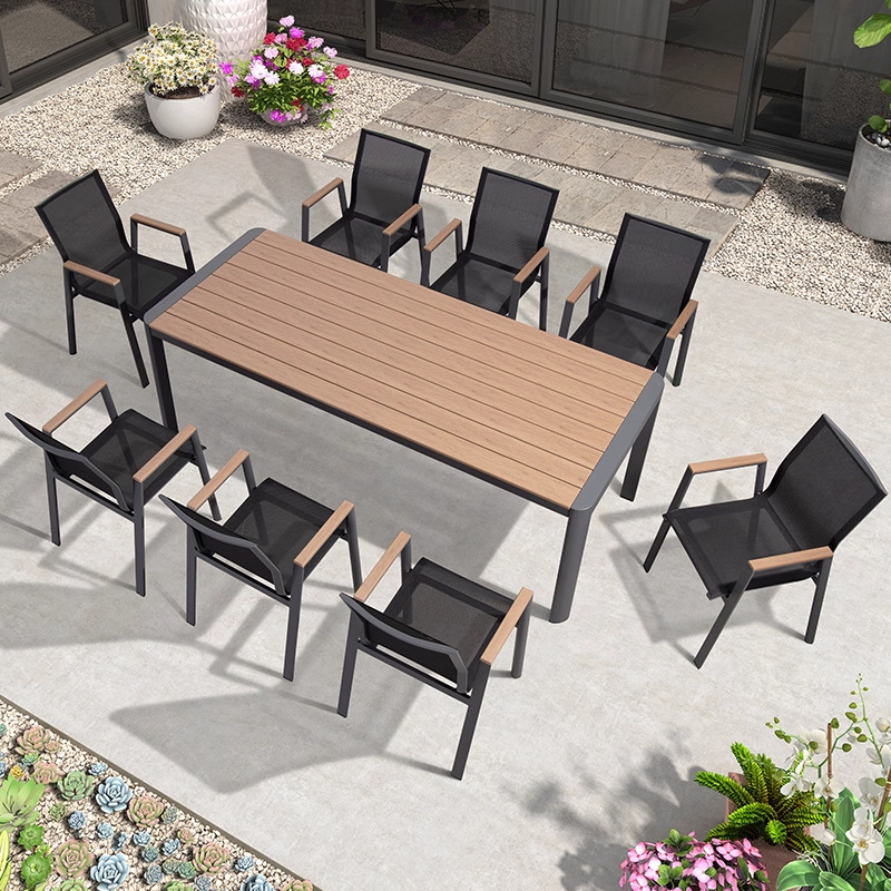 Mesa y silla al aire libre de ocio terraza al aire libre de tres piezas sillas combinadas patio terraza jardín patio telescópico