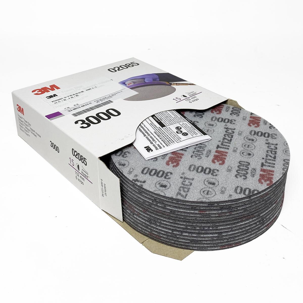 3M02085金字塔海绵砂纸6寸3000目1500号汽车精磨美容抛光圆盘砂皮