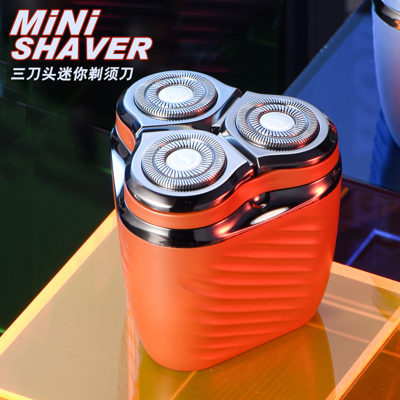 Mini Three-head Portable Shaver Electric Rechargeable Super Cost-effective Razor Small Steel Cannon Full Body Washing for Men