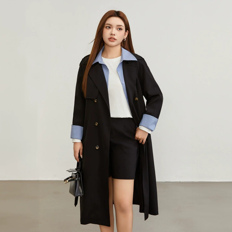 纤莉秀 Long shirt, set, spring trench coat, plus size, mid-length