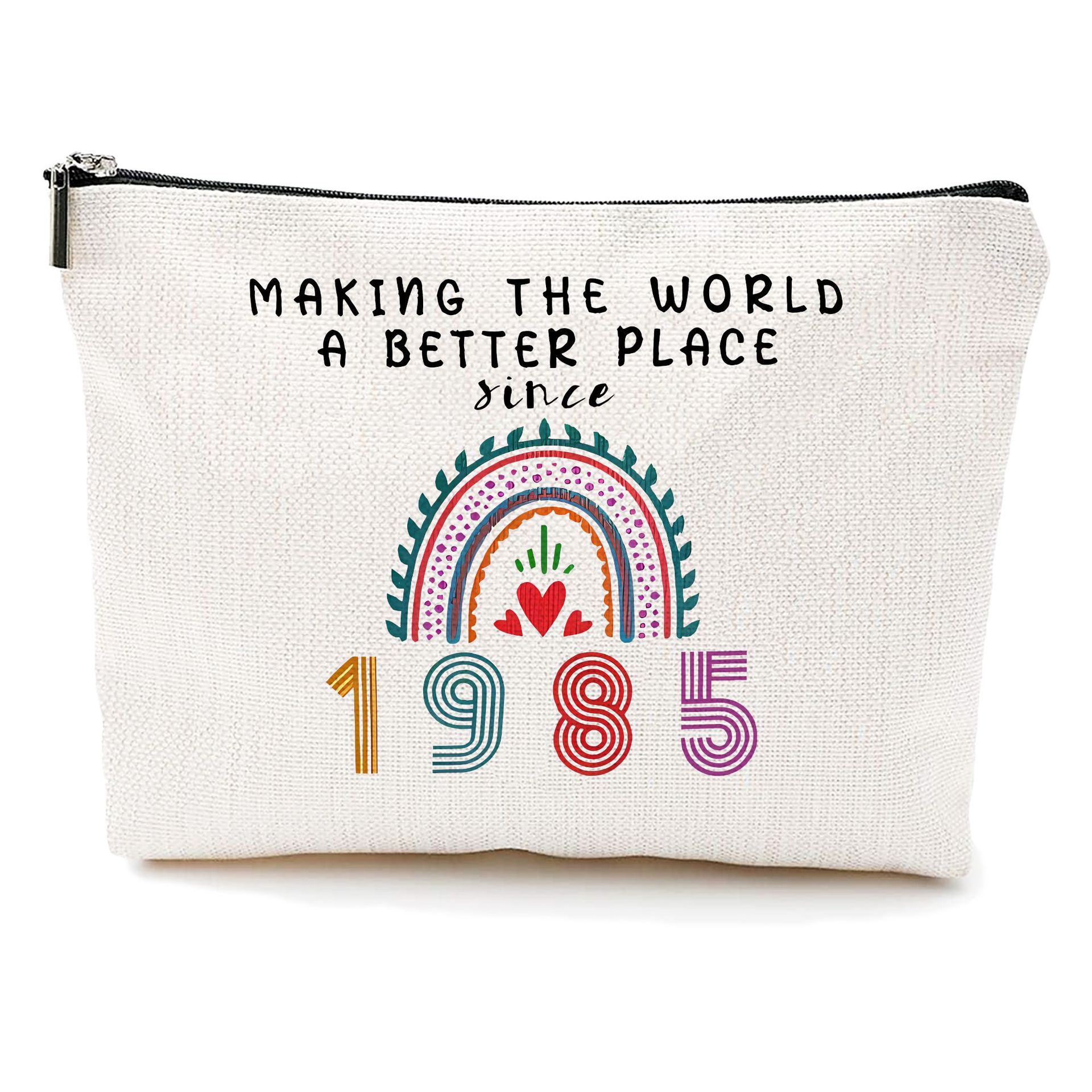 Transfronterizo Amazon explosivo cumpleaños impresión doble cara bolsa de maquillaje bolsa de almacenamiento bolsa de cremallera multifuncional para mujeres