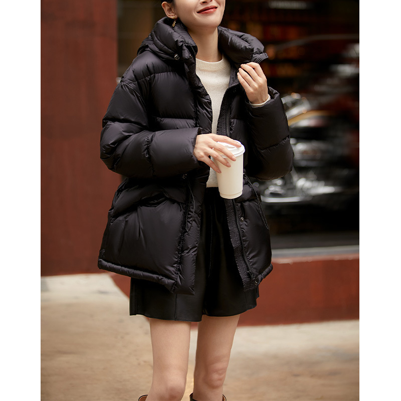 Fluffy 750+95 White Goose Down Jacket Women's high-end women's mid-length Pinghu winter thickened goose down jacket Fluffy 750+95 White Goose Down Jacket Women's high-end women's mid-length Pinghu winter thickened goose down jacket