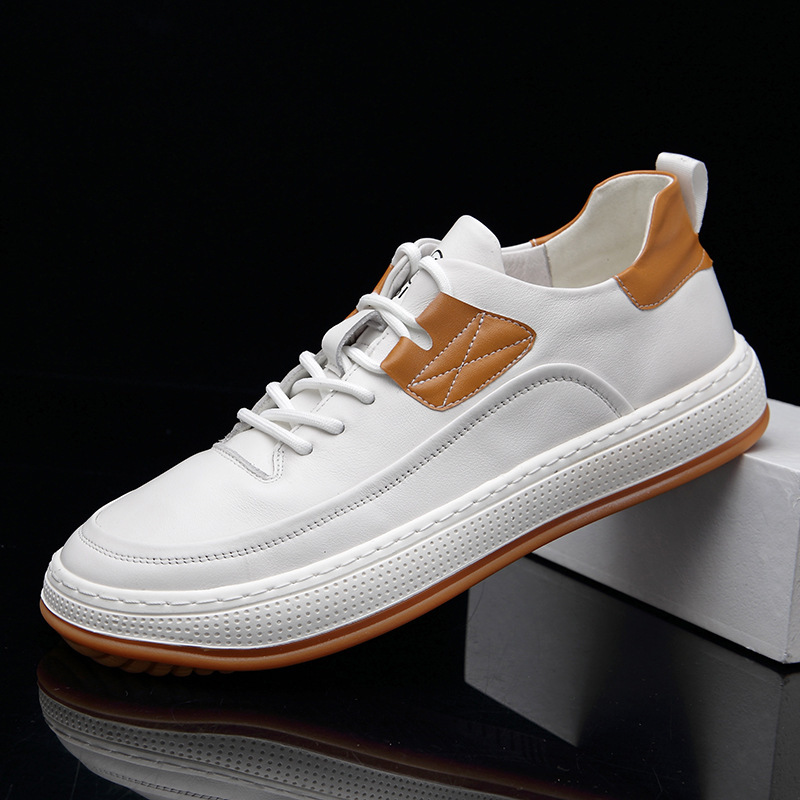 New fashion leather shoes men's live supply artificial PU casual clown shoes fashion versatile white shoes