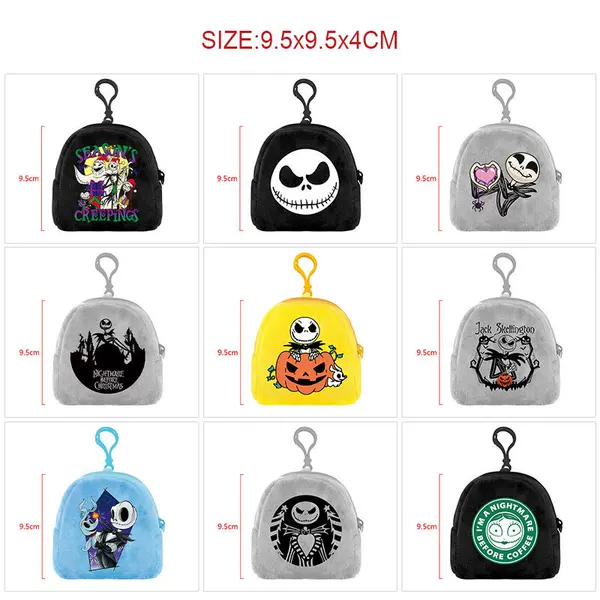 The Nightmare Before Christmas Plush Coin Purse Cartoon Keychain Coin Bag Storage Bag Student Backpack Decoration