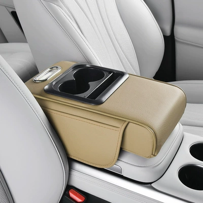 Armrest box Pad with Cup Holder, Storage - gt-6-without-embroidery-beige-free-pack-of-small-paper-towels