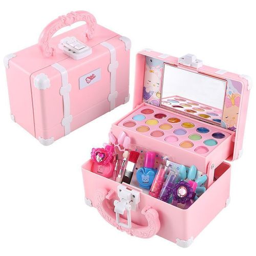 Children's Cosmetics Toy Set for Girls, Little Princess Lipstick Makeup Box, Baby Washable Nail Polish, Birthday Gift