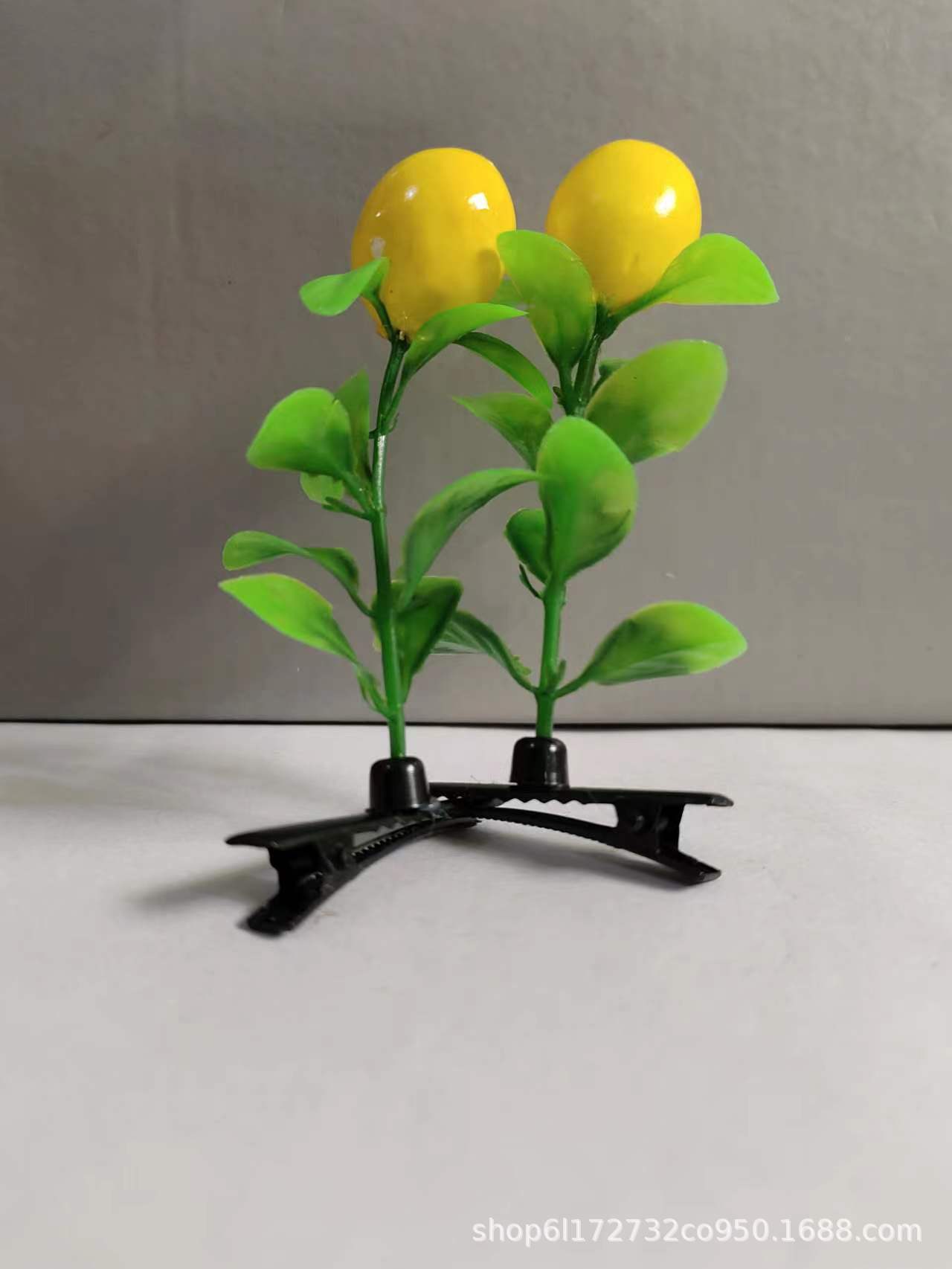 노란색 레몬 머리핀