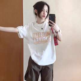 黑色短袖t恤女2026新款爆款夏季纯棉女士半袖宽松小众设计感上衣