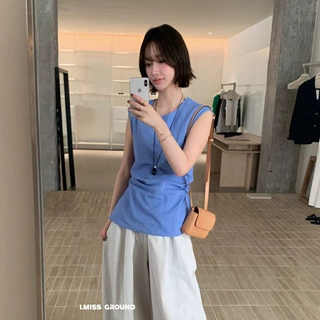 清仓不退换 时尚百搭苎麻后绑带镂空小衫女夏季收腰显瘦无袖上衣