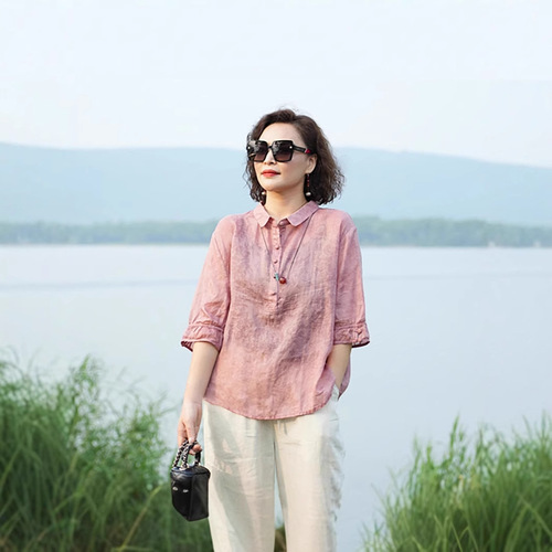 High-end women's brocade lapel shirt, stylish retro women's sleeveless blouses, slimming, meat-hiding, thin version of small tops