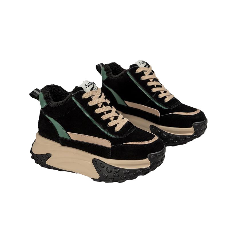 Plataforma de celebridades de Internet Botas de nieve deportivas Zapatos de algodón forrados de lana para mujer 2023 nuevos zapatos de papá casuales de invierno versátiles moda