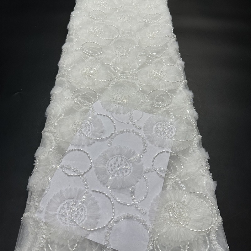 Tejido de bordado de verano círculo con tela bordada vestido de boda moda vestido de escenario vestido de moda tela