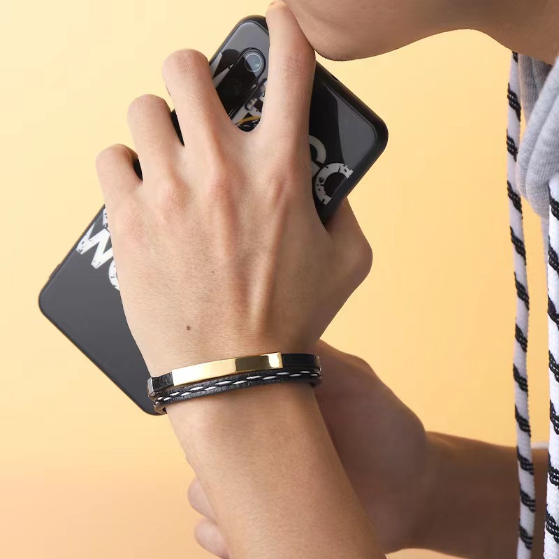 20g Weight wristband, Bracelets Classification 1 Piece Quantity Holiday, Daily Occasion Pu Leather Material Geometric, Customization Laser Engraving Pattern Couple, Men's Gender Retro, Punk, Simple Style Style Braid, Polishing Craft Couple Men's Retro Punk Simple Style Wristband Bracelets Geometric Customization Laser Engraving Pu Leather Braid Men Cord & Leather Bracelets 4