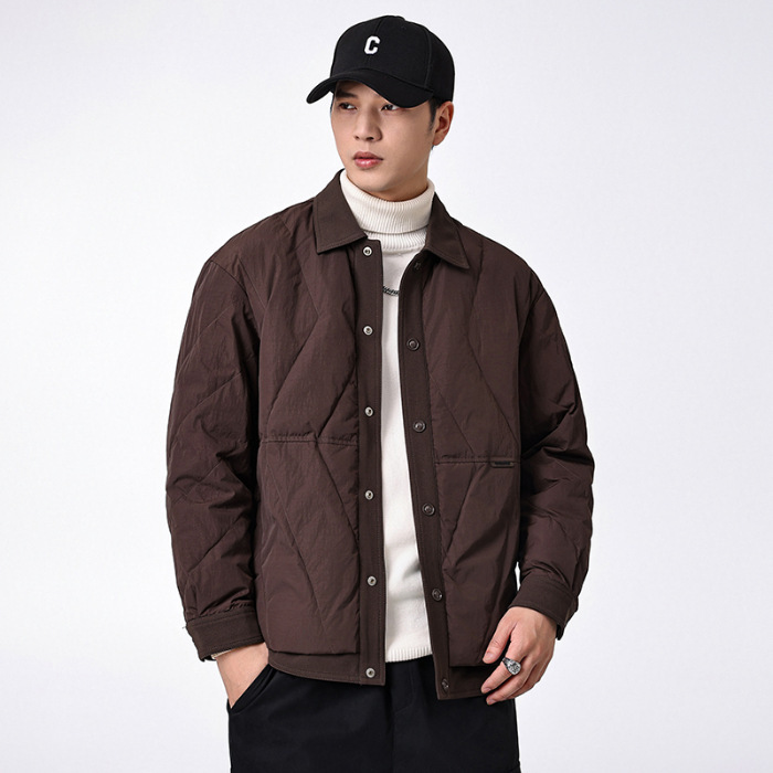 New National Standard 90 White Duck down Lightweight down Jacket Men's Loose Large Size Winter New Thickeneded Warm Shirt Collar Jacket