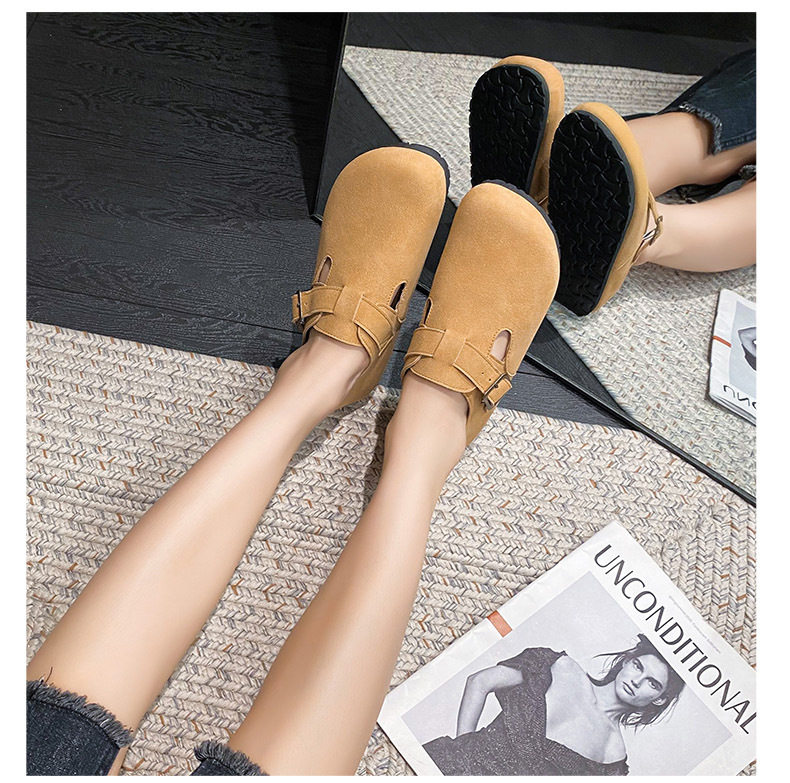 Dép sandal nữ bít mũi da thật quai khóa đế dày kiểu Birkenstock — 261 Màu nâu sẫm (toàn bộ), 261 Xám (toàn bộ), 261 kaki (toàn bộ băng đảng), 265 kaki (nửa kéo) chi tiết 21