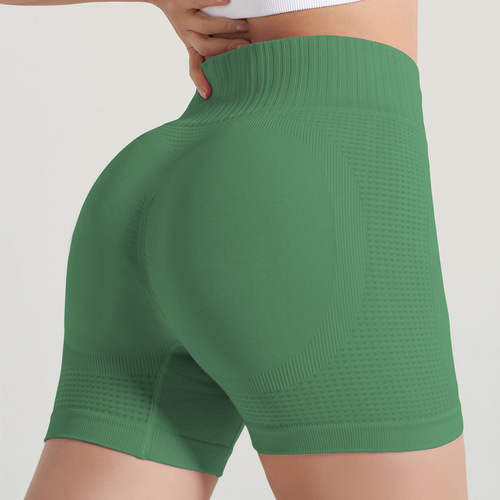 Step into Amazon tight sports shorts women's slim butt lifting yoga shorts European and American elastic fitness running shorts