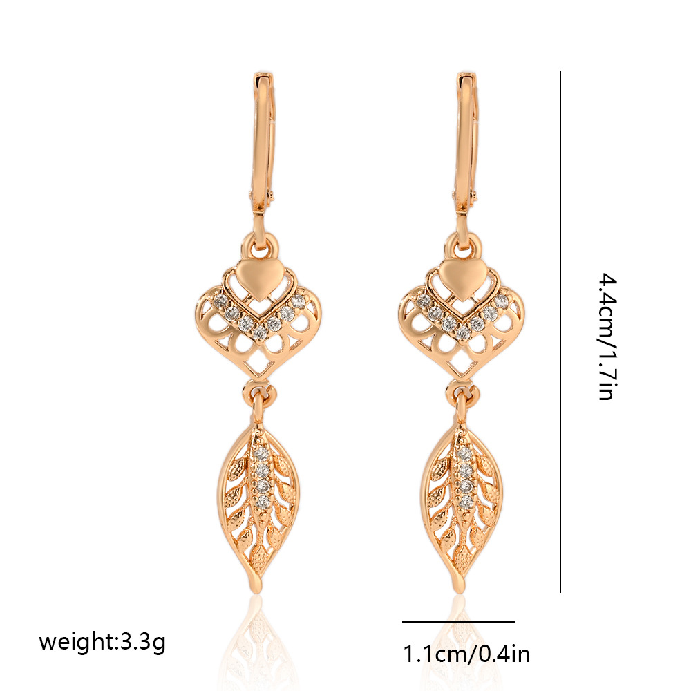 7g Weight Copper Ear Needle Material Zircon Inlay Material Drop Earrings Classification 1 Pair Quantity Date, Tea Party Occasion Copper Material Leaves, Heart Shape, Butterfly Pattern Women's Gender Plating, Inlay Design Modern Style, Classic Style Style 1 Pair Modern Style Classic Style Leaves Heart Shape Butterfly Plating Inlay Copper Zircon Drop Earrings 2