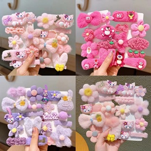 Autumn and winter children's hair clip cute baby plush cartoon hair clip little girl not hurt hair headwear bangs hair clip