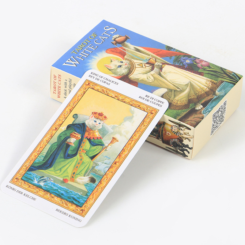 Cross-Border Hot Item White Cat Tarot Oracle Board Game Cards_voghion.com