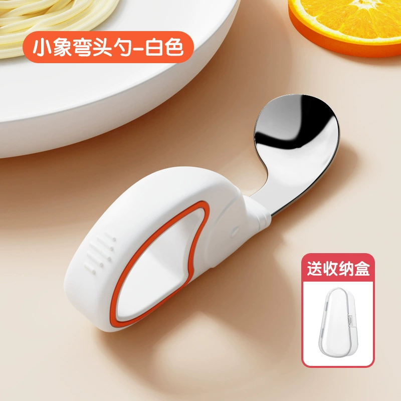 Children's spoon stainless steel, ring, set, silicone tableware for training for feeding
