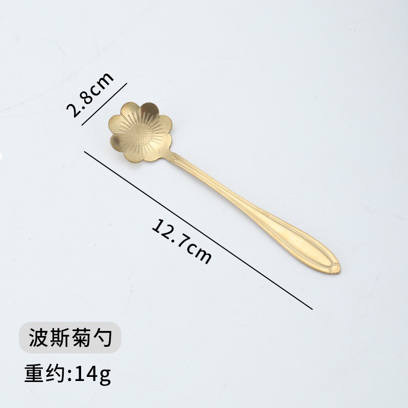 Cuchara de acero inoxidable Oro creativo Rose flor de cerezo cuchara agitación taza postre cuchara de café Nido de pájaro cuchara de miel