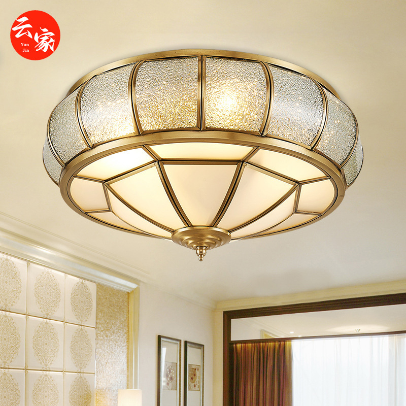 American-style copper ceiling lamp bedroom lamp luxury atmosphere corridor aisle balcony lamp European-style chandelier special-shaped UFO