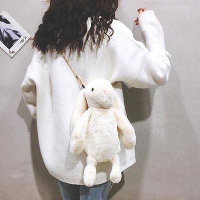 邦尼兔包包呆萌兔仿獭兔毛皮草包包毛绒兔子包链条兔子包斜挎链条